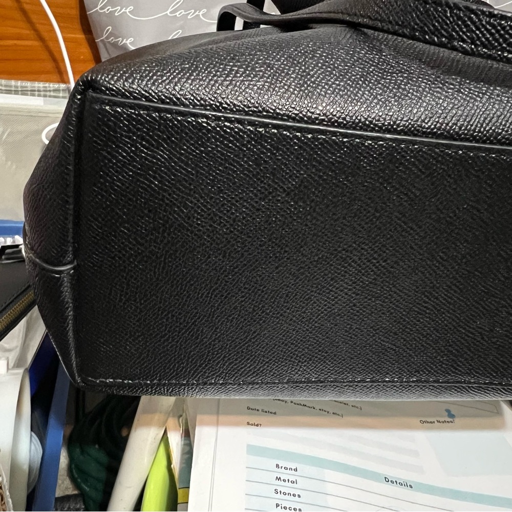 Coach Black Crossgrain Leather Zip Tote Shoulder Bag 4454 - Picture 15 of 16